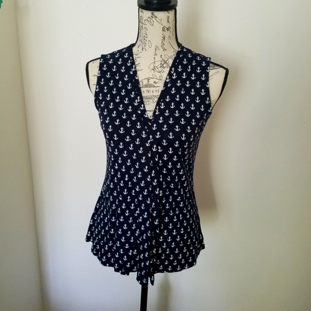 Tommy Hilfiger womens blouse blue nautical XS